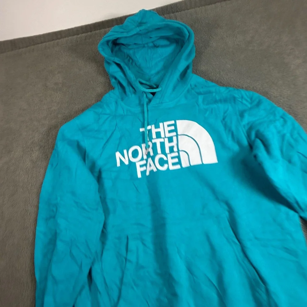 The North Face Mens XL Teal Blue Logo Graphic Pullover Hoodie Sweatshirt